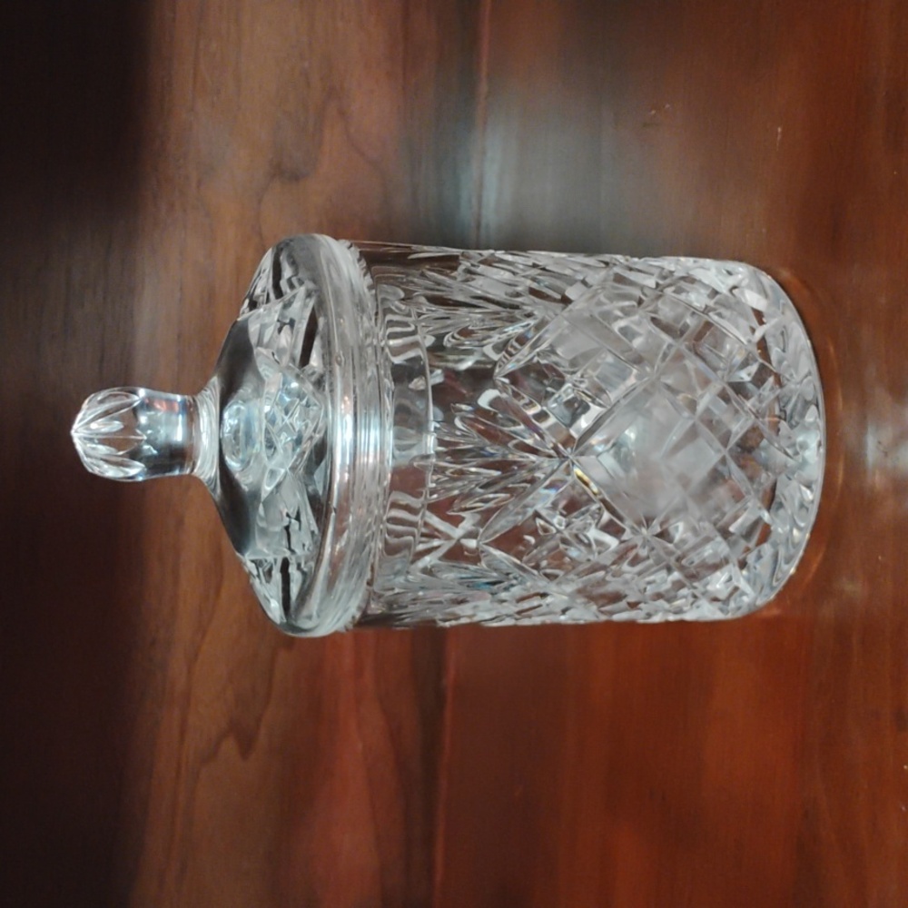 RARE Antique/Vintage Bohemian Brilliant Cut Crystal Barrel Biscuit or Cookie Jar